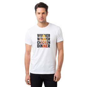 Qivi Pubg Wınner Kadın Baskılı Beyaz Erkek Örme T-shirt