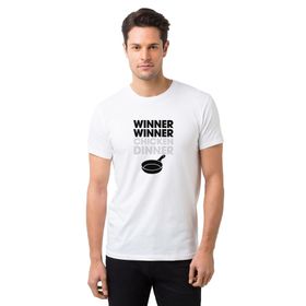 Qivi Pubg Wınner Tava Baskılı Beyaz Erkek T-shirt