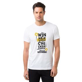 Qivi Pubg Winner Winner Baskılı Beyaz Erkek T-shirt