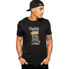 Qivi Pubg Winner Winner Baskılı Siyah Erkek Örme T-shirt
