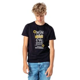 Qivi Pubg Winner Winner Baskılı Unisex Çocuk Siyah T-shirt