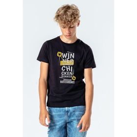 Qivi Pubg Winner Winner Baskılı Unisex Çocuk Siyah T-shirt
