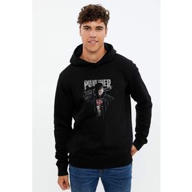 Qivi Punisher Baskılı Siyah Erkek Uzun Kol Örme Sweatshirt
