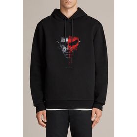 Qivi Punisher Baskılı Siyah Erkek Uzun Kol Örme Sweatshirt