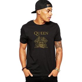 Qivi Queen Baskılı Siyah Erkek Örme T-shirt