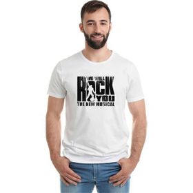 Qivi Queen We Will Rock You Baskılı Beyaz Erkek T-shirt