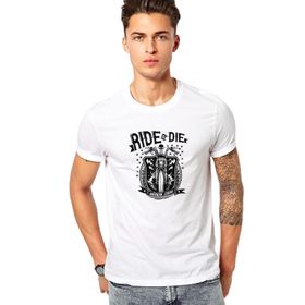 Qivi Racer Motor Motorsiklet Baskılı Beyaz Erkek T-shirt