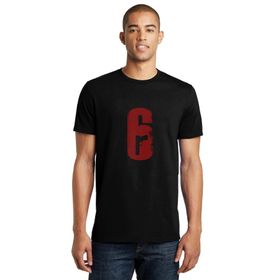 Qivi Rainbow Six 6 Baskılı Siyah Erkek Örme T-shirt