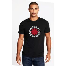 Qivi Red Hot Chilippers Baskılı Siyah Erkek Örme T-shirt