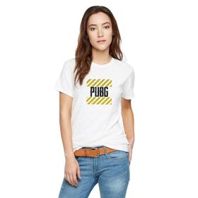 Qivi RF0490-KDNTS Pubg Baskılı Beyaz Örme Kadın T-shirt