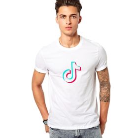 Qivi RF0553-ERKTS Tiktok Baskılı Beyaz Örme Erkek T-shirt