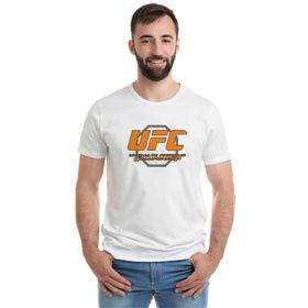 Qivi RF0576-ERKTS UFC Ultimate Fighting Championship Baskılı Beyaz Örme Erkek T-shirt