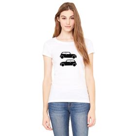 Qivi RF0641-KDNTS Araba Baskılı Beyaz Örme Kadın T-shirt