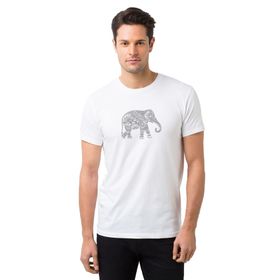 Qivi RF1172-ERKTS Zentangle Elephants Baskılı Beyaz Örme Erkek T-shirt