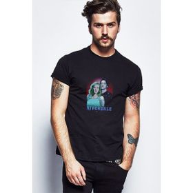 Qivi Riverdale Betty Jughead Wallpaper Baskılı Siyah Erkek Örme T-shirt