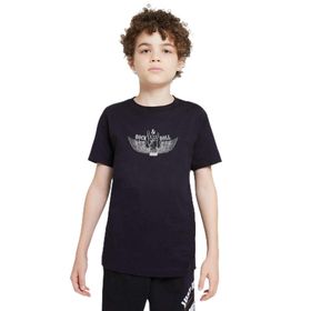 Qivi Rock Roll Kanatlı Baskılı Unisex Çocuk Siyah T-shirt