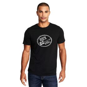 Qivi Rockn Roll Gitar Metal Müzik Daire Çerçeve Baskılı Siyah Erkek Örme T-shirt
