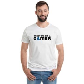 Qivi rusm Me A'm A Gamer Siyah Baskılı Beyaz Erkek Örme T-shirt