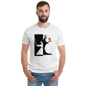 Qivi Samurai Jack Baskılı Beyaz Erkek T-shirt