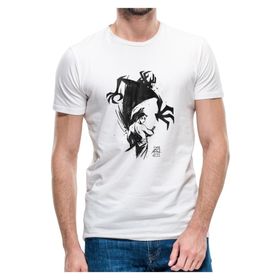 Qivi Samurai Jack Örme Baskılı Beyaz Erkek T-shirt