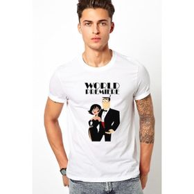 Qivi Samurai Jack Örme Baskılı Beyaz Erkek T-shirt