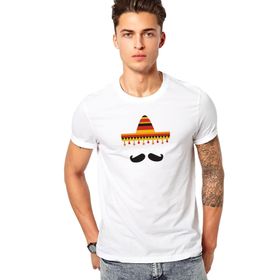 Qivi Sapka Bıyık Baskılı Beyaz Erkek T-shirt