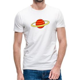 Qivi Saturn Baskılı Beyaz Erkek Örme T-shirt