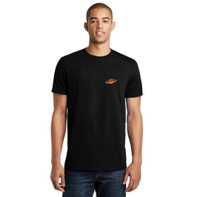 Qivi Saturn Göğüs Baskılı Siyah Erkek Örme T-shirt