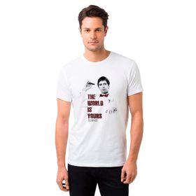 Qivi Scarface the World Baskılı Beyaz Erkek T-shirt