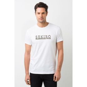 Qivi Sekiro Shadows Die Twice Logo Baskılı Beyaz Erkek T-shirt