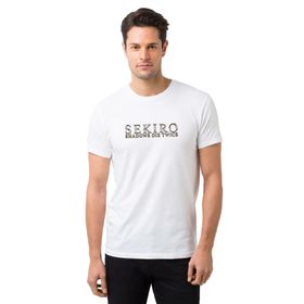 Qivi Sekiro Shadows Die Twice Logo Baskılı Beyaz Erkek T-shirt