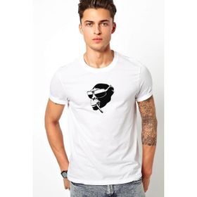 Qivi Sempanze Baskılı Beyaz Erkek T-shirt