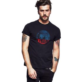 Qivi SFK0329ERKTS The Upside Down Baskılı Siyah Örme Erkek T-shirt
