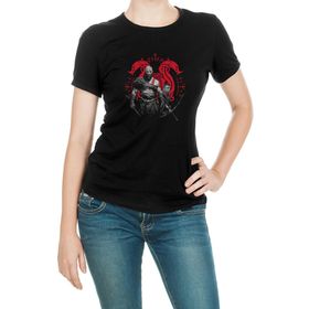 Qivi SFK0475KDNTS Baskılı Siyah Örme Kadın T-shirt
