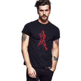 Qivi SFK0491ERKTS Daredavil Red Baskılı Siyah Örme Erkek T-shirt