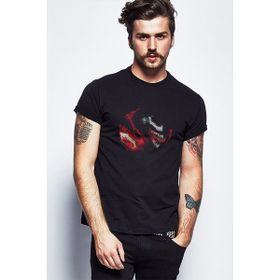 Qivi SFK0575ERKTS Venom Red Baskılı Siyah Erkek Örme T-shirt