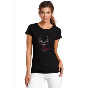 Qivi SFK0578KDNTS Venom Baskılı Siyah Örme Kadın T-shirt