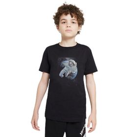 Qivi SFK0590-COCTS Astronot Dünyadan Uzaya Yolculuk Baskılı Unisex Çocuk Siyah T-shirt