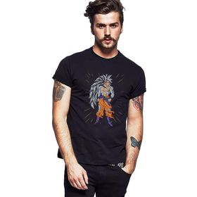 Qivi SFK0623ERKTS Anime Dragon Ball Baskılı Siyah Örme Erkek T-shirt