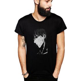Qivi SFK0640ERKTS Anime One Punch Man Baskılı Siyah Örme Erkek T-shirt