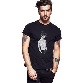 Qivi SFK0653ERKTS Anime One Punch Man Baskılı Siyah Örme Erkek T-shirt