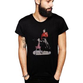 Qivi SFK0655ERKTS Anime One Punch Man Baskılı Siyah Örme Erkek T-shirt