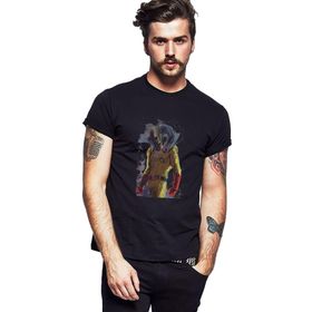 Qivi SFK0656ERKTS Anime One Punch Man Baskılı Siyah Örme Erkek T-shirt