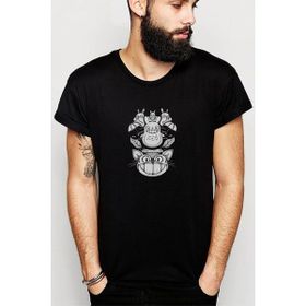 Qivi SFK0672ERKTS Totoro Baskılı Siyah Örme Erkek T-shirt