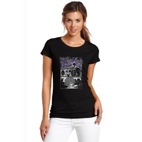 Qivi SFK0678KDNTS Undertale Klash Klam Baskılı Siyah Örme Kadın T-shirt
