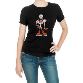 Qivi SFK0680KDNTS Undertale Baskılı Siyah Örme Kadın T-shirt