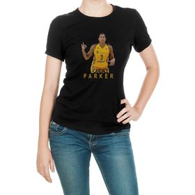 Qivi SFK0690KDNTS Candace Parker Baskılı Siyah Örme Kadın T-shirt