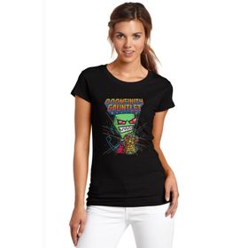 Qivi SFK0693KDNTS Doomfinity Gauntlet Baskılı Siyah Örme Kadın T-shirt