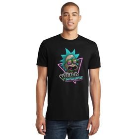 Qivi SFK0702ERKTS Rick Weird Science Baskılı Siyah Örme Erkek T-shirt