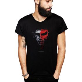 Qivi SFK0709ERKTS The Punisher Baskılı Siyah Örme Erkek T-shirt